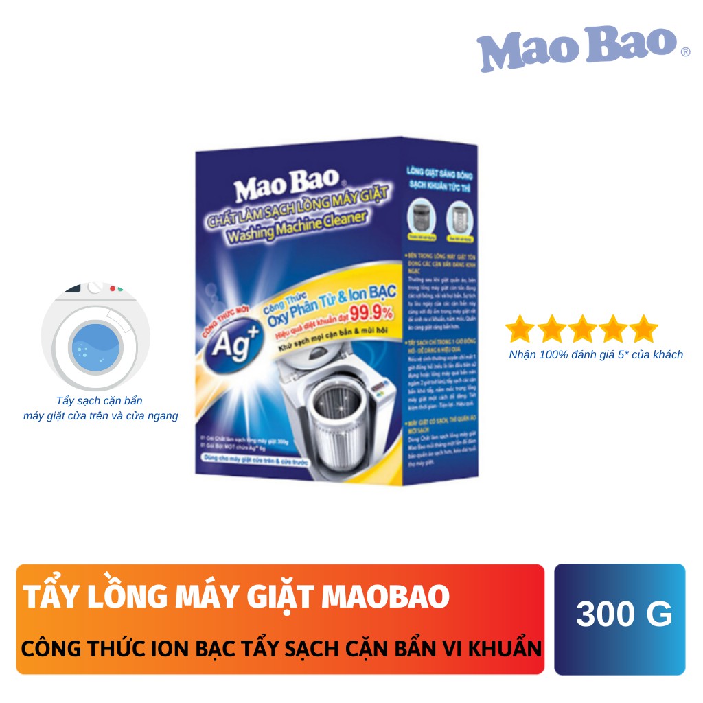 [GIÁ RẺ NHẤT] Vệ sinh lồng giặt Maobao ion bạc kháng khuẩn sạch cực nhanh - Gói 300g