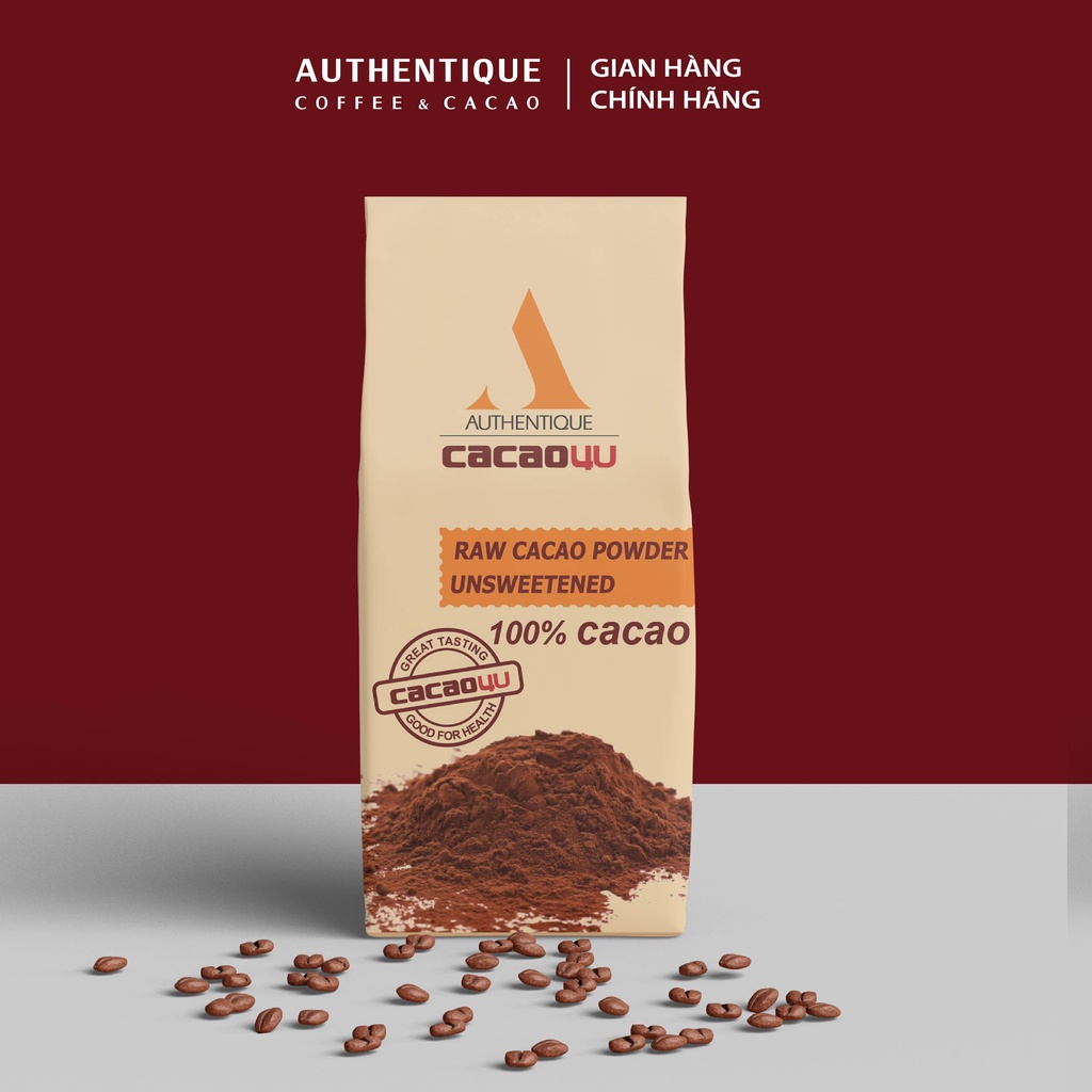 Bột Cacao 100% Nguyên chất Không Đường Túi Kraft 220gr - Hỗ trợ giảm cân |Authentique Cacao