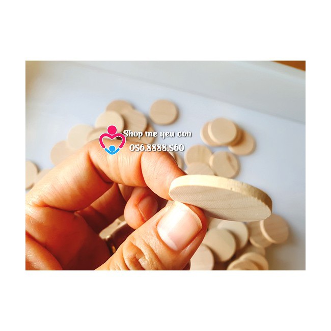 Set 100 miếng dot gỗ tròn tạo hình Montessori - Size 2,5cm loại dày