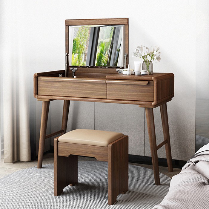 Bàn trang điểm đèn led gương lật kết hợp bàn làm việc Homexinh sang trọng hiện đại