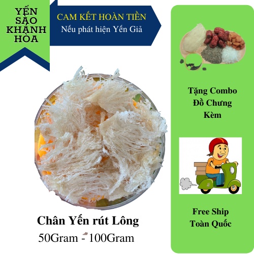Yến Sào Khánh Hòa - Chân Yến Rút Lông hộp 50gram - Tặng Sét Đồ Chưng Kèm