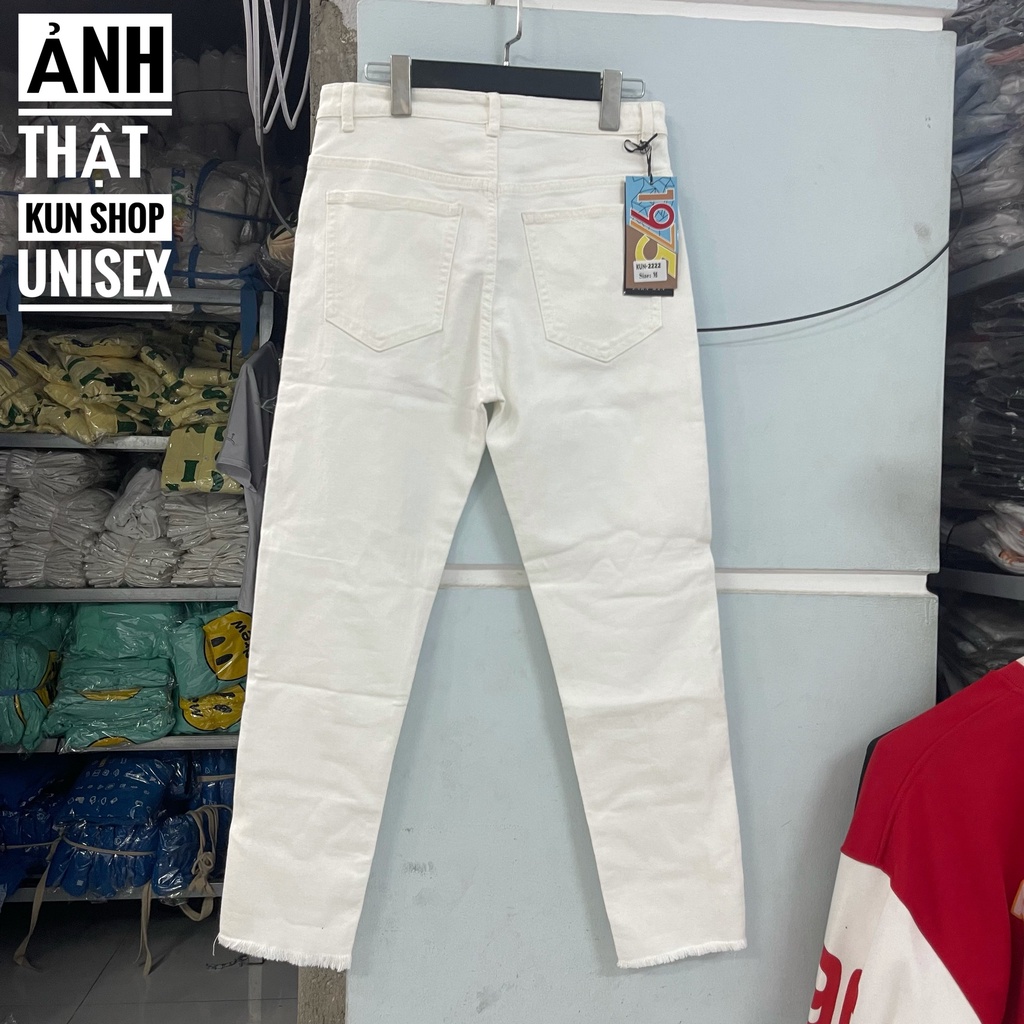 Quần jean nam hàn quốc baggy jeans nam ống rộng màu trắng unisex Kun Shop | BigBuy360 - bigbuy360.vn