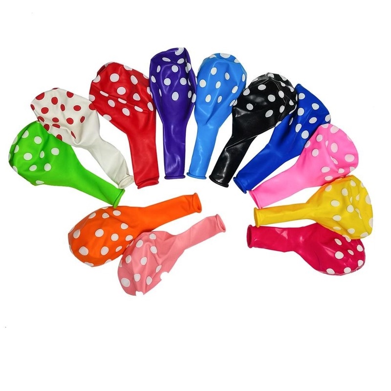 Set 10 Bong Bóng 12 Inch Họa Tiết Chấm Bi Xinh Xắn Dùng Để Trang Trí Tiệc
