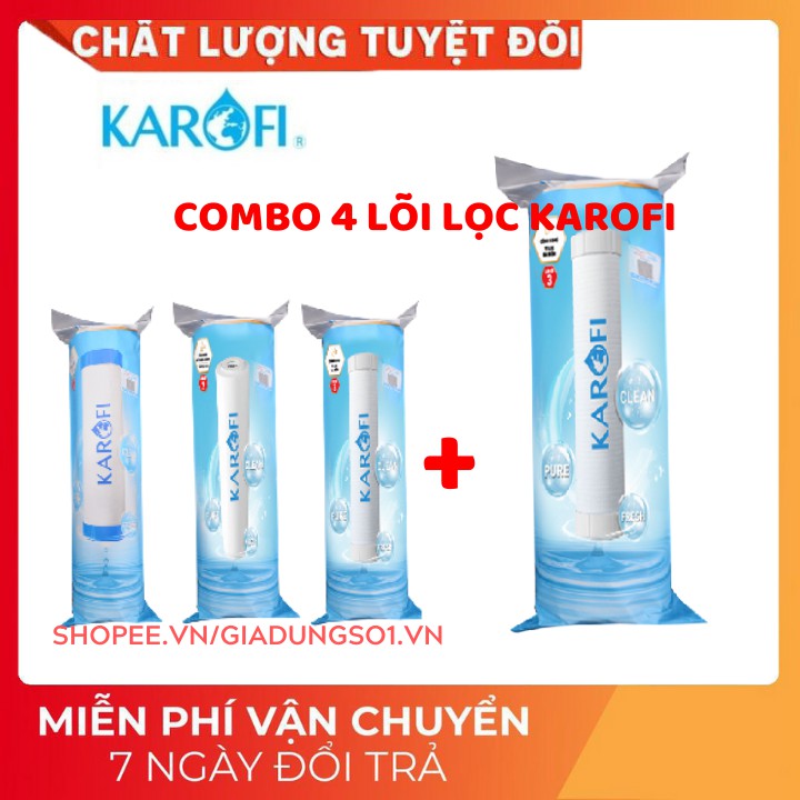[Bán Chạy] FREESHIP 4 LÕI LỌC NƯỚC KAROFI | GỒM 2 SỐ 1, 1 SỐ 2, 1 SỐ 3