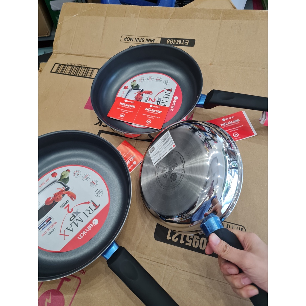 Chảo Inox Chống Dính Đáy Liền Elmich TriMax Đáy Từ