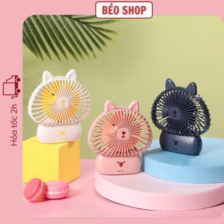 Quạt mini cầm tay , để bàn tích điện hình mèo dễ thương