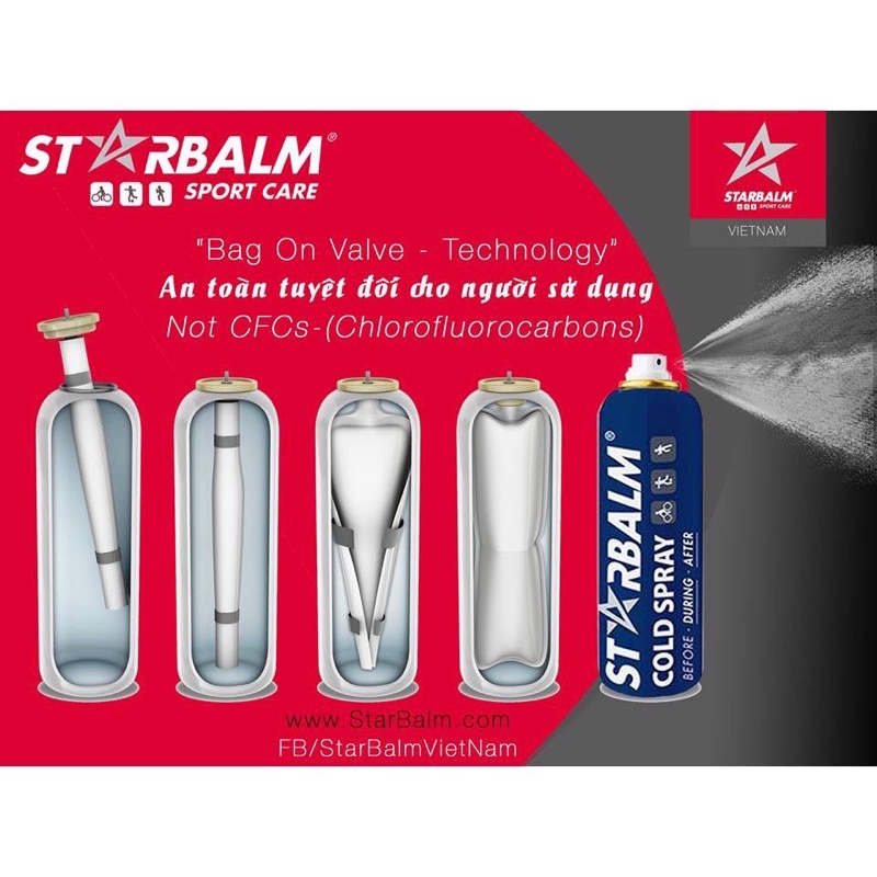 Chai xịt làm lạnh cơ STARBALM COLD SPRAY SPORT CARE 150ml giảm ngay các vết bầm tím bông gân