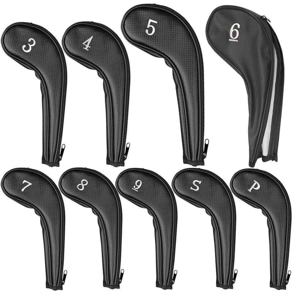 Set 9 Vỏ Bọc Đầu Gậy Đánh Golf DARNELL 4-9P ,S ,A Bằng Da PU Thêu Số