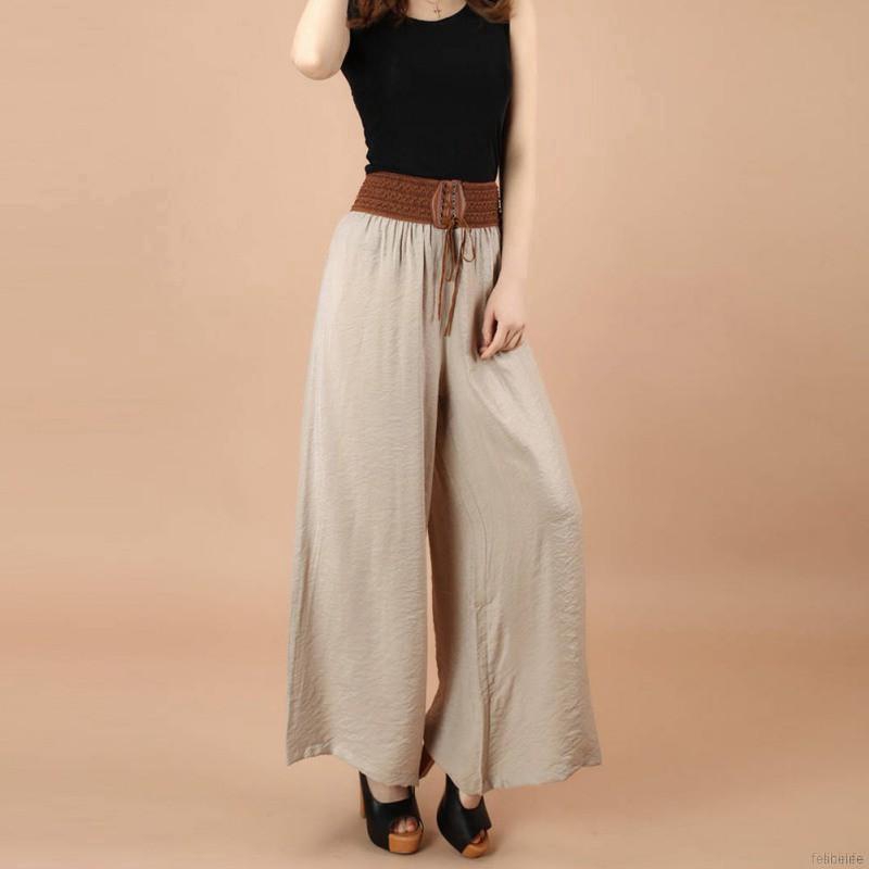 Quần ống rộng lưng thun cao cho nữ