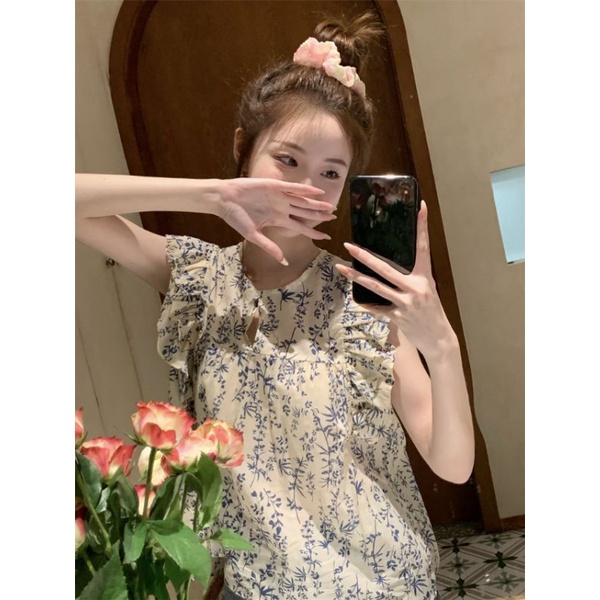 Áo Hoa Nhí Tay Bèo Phong Cách Retro 💓