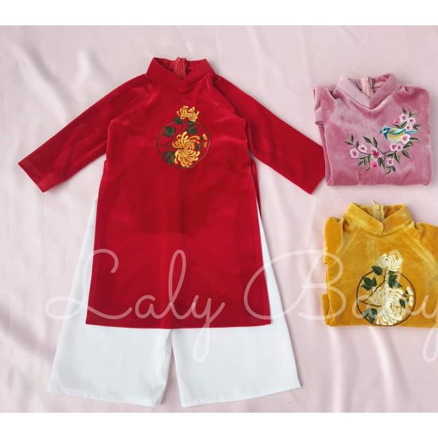 Sét áo dài nhung đẹp cao cấp cho bé gái🎗 FREESHIP 🎗 áo dài cach tân xinh xắn cho bé | BigBuy360 - bigbuy360.vn