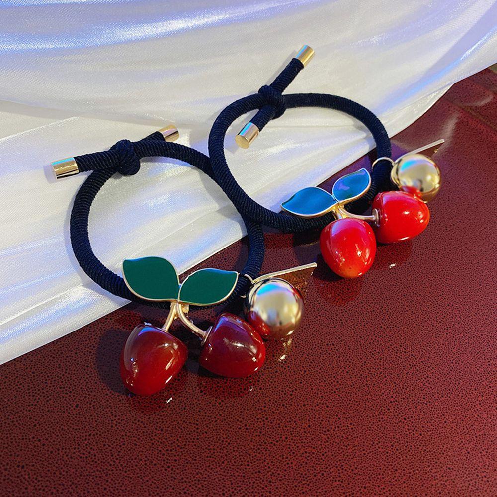 Dây Cột Tóc Quả Cherry WMES15H Phối Bóng Kim Loại Co Giãn Ngọt Ngào Cho Nữ