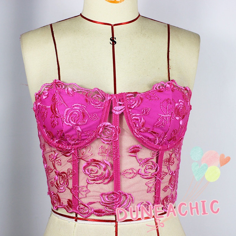 DUNEA Áo ống không tay phối ren quyến rũ thời trang cho nữ