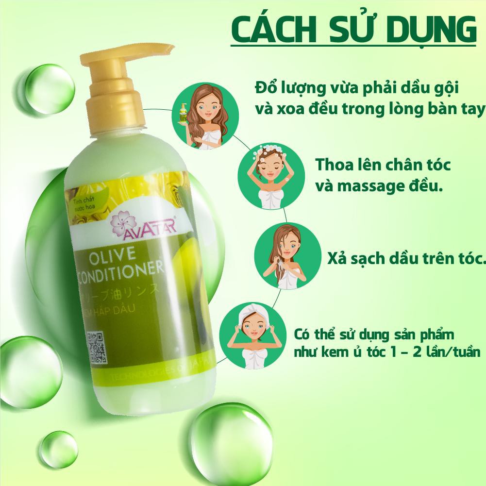 Dầu xả Olive AVATAR nuôi dưỡng tóc chắc khỏe chống gãy rụng tóc dài suôn mềm mượt 500ml