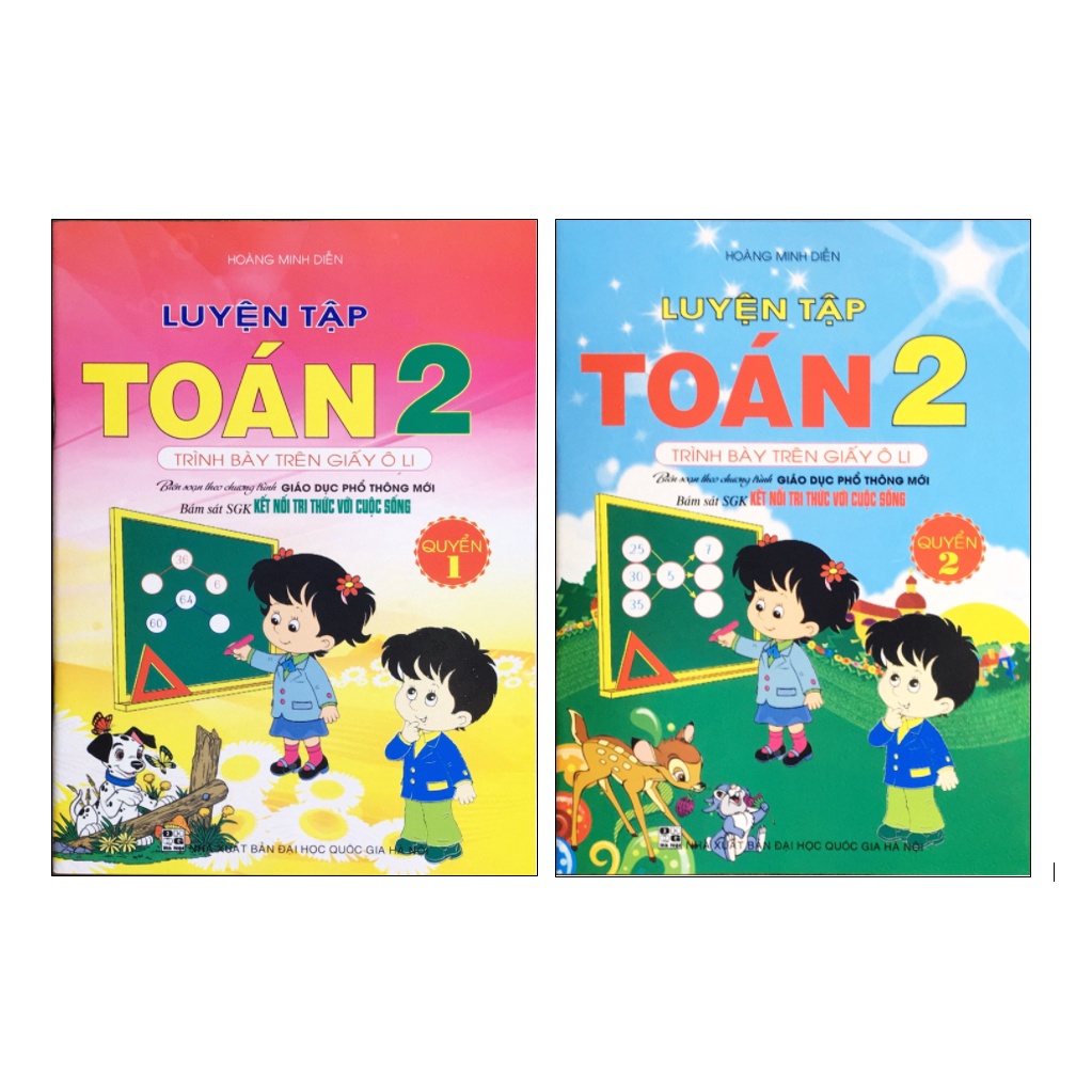 Sách - Combo Luyện tập toán 2 (Quyển 1+Quyển 2) - Trình bày trên giấy ô li (kết nối tri thức với cuộc sống)