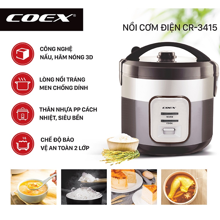 Nồi cơm điện cơ 1.8 Lít COEX CR-3415