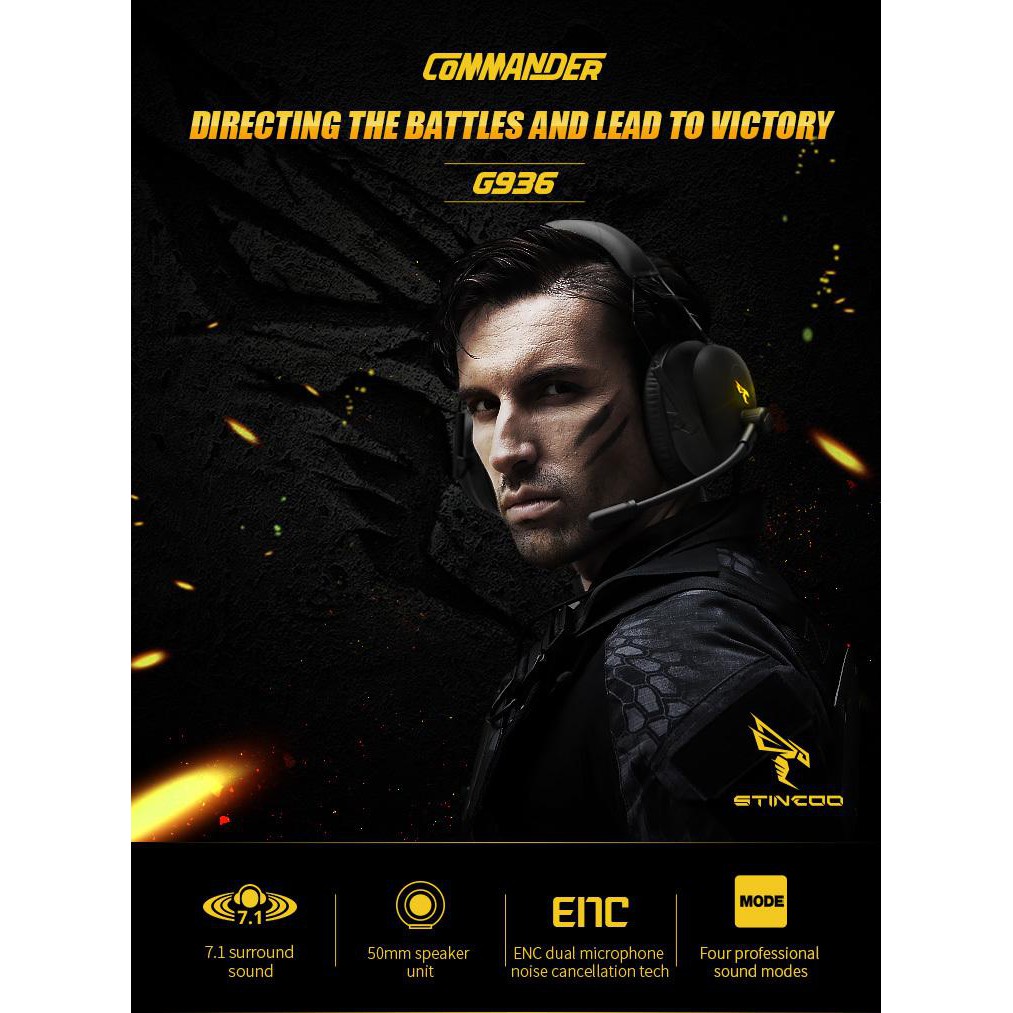 Tai nghe Gaming Somic G936 Game FPS-BH 12 T, Màu đen, 7.1