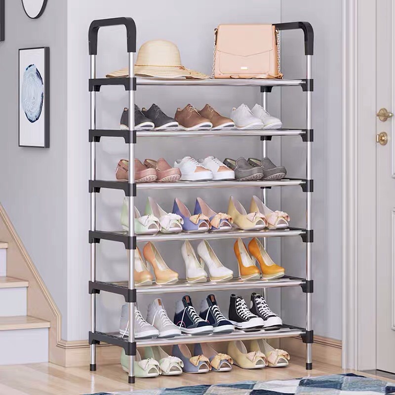 Kệ Để Giày Dép 4-5 Tầng Chắc Chắn /Giá Để Giày Dép , Để Đồ Hình Chữ L Kèm 8 Móc Có Thể Tháo Rời 88405