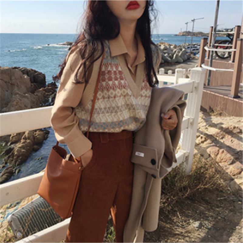 Áo Len Không Tay Cổ Chữ V Form Rộng Theo Phong Cách Retro Hàn Quốc | BigBuy360 - bigbuy360.vn