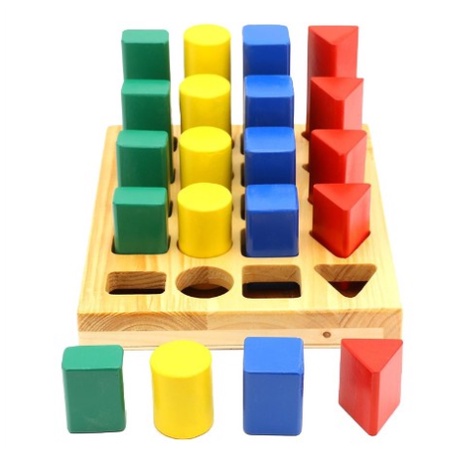 Giáo cụ Montessori Đồ Chơi Gỗ Khối Trụ So Sánh Giúp Bé Nhận Biết Màu Sắc Và Kích Thước