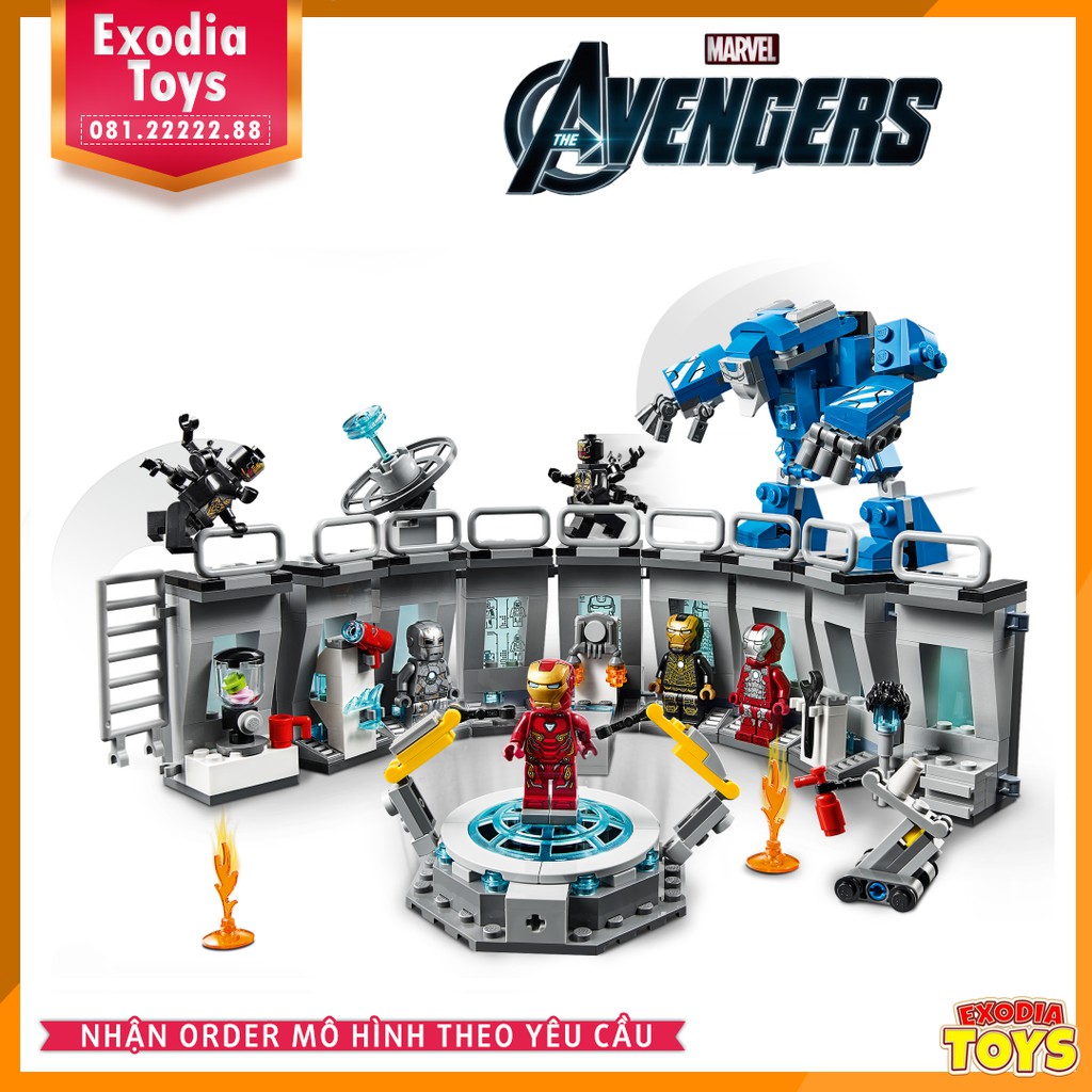 Xếp hình Marvel Avengers Phòng chứa các bộ giáp của Người Sắt Iron Man - BELA 11260 LEGO Ideas 76125