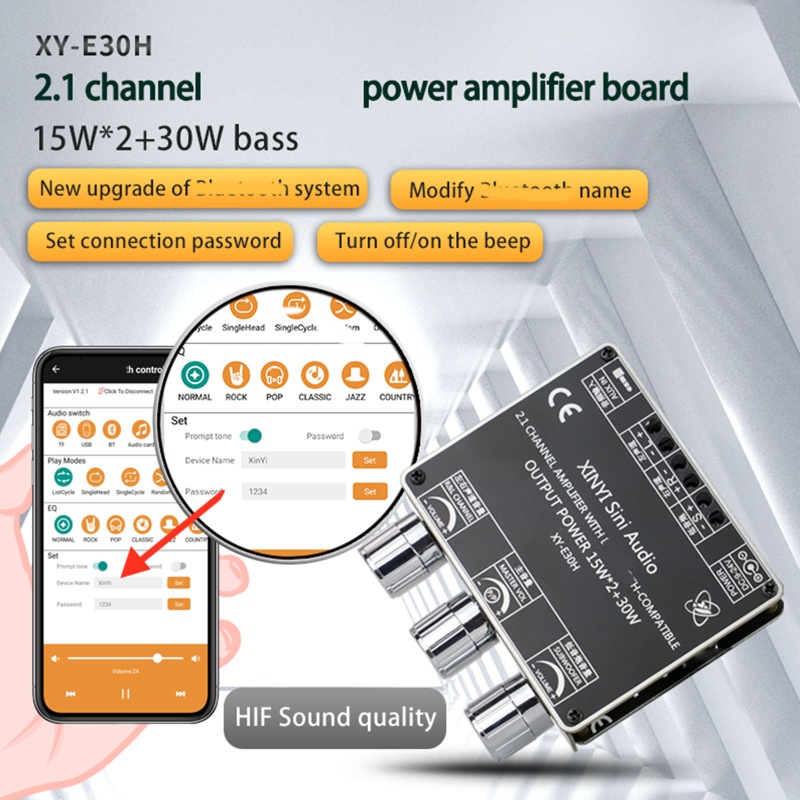 Bảng mạch khuếch đại âm thanh siêu trầm kênh 2.1 DC9-24V