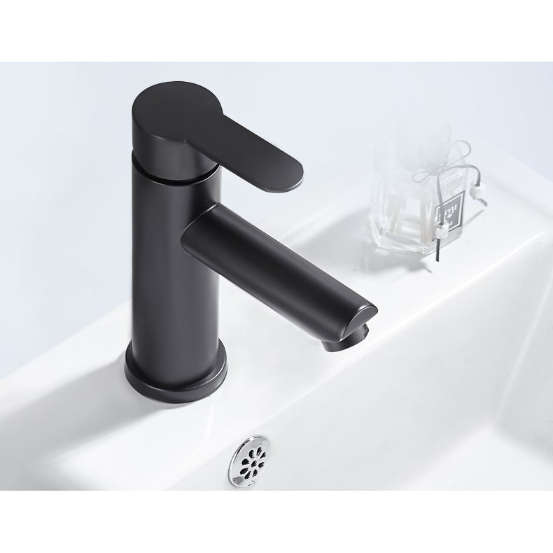 VÒI LAVABO NÓNG LẠNH INOX MẠ ĐEN 20CM