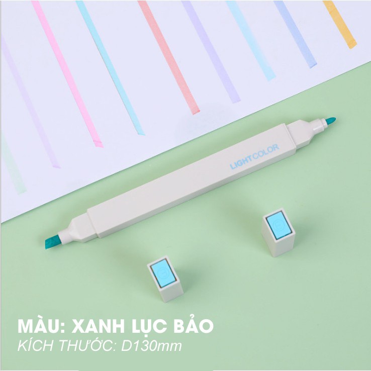 Bút highlight pastel 2 đầu, bút đánh dấu bút nhớ Light Color trang trí sổ bullet journal