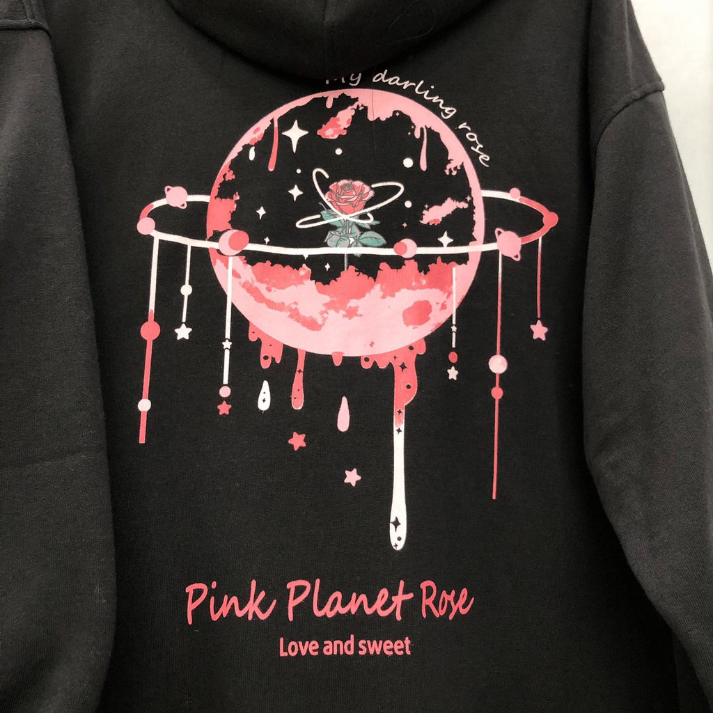 Áo Khoác Nỉ Planet Rose Đen | BigBuy360 - bigbuy360.vn