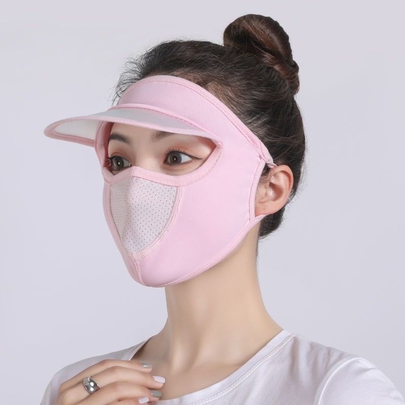 Sunscreen hat face-covering neck cool hat women's summer fashion exposed top Ice Silk sun hat face mask ultraviolet-proof empty top