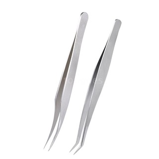 Set nhíp thẳng + nhíp cong bằng Inox chuyên dụng nối mi kèm hộp đựng