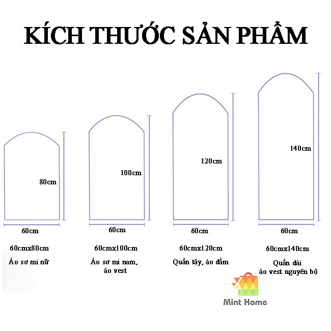 Túi bọc quần áo treo tủ chống bụi loại dày, có khóa kéo, chống thấm, ẩm mốc, đa năng