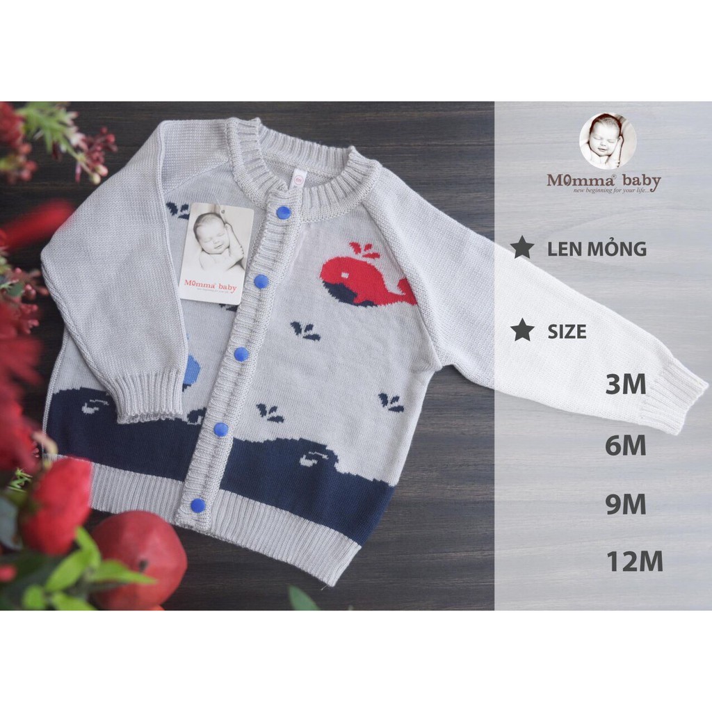 [Dễ Thương] Áo Len Bé Gái, Bé Trai Hãng Momma Baby, Size 3-12m, Hàng Made In Vn, Chất Len Mịn Đẹp