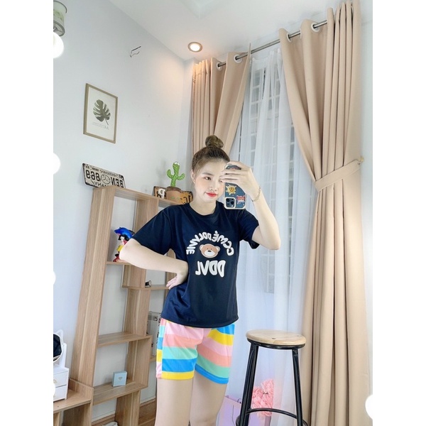 Set áo thun in gấu quần 7 màu siêu cưng