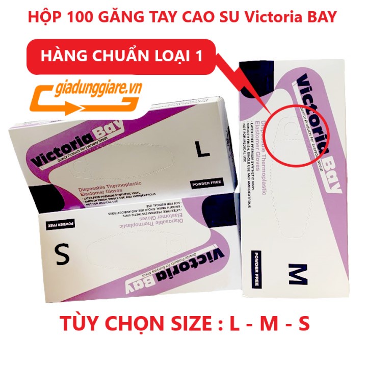 Hộp 100 Găng tay cao su VictoriaBay làm bếp vệ sinh siêu dai chất liệu TPE không mùi (Đủ SIZE : L-M-S)