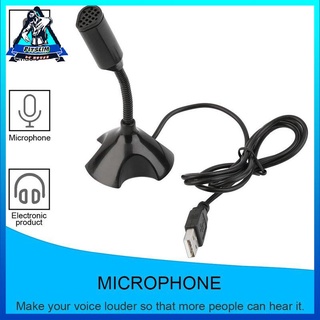 [Fitslim] Black USB Stand Mini Microphone Mic for PC Desktop Laptop Notebook Speech