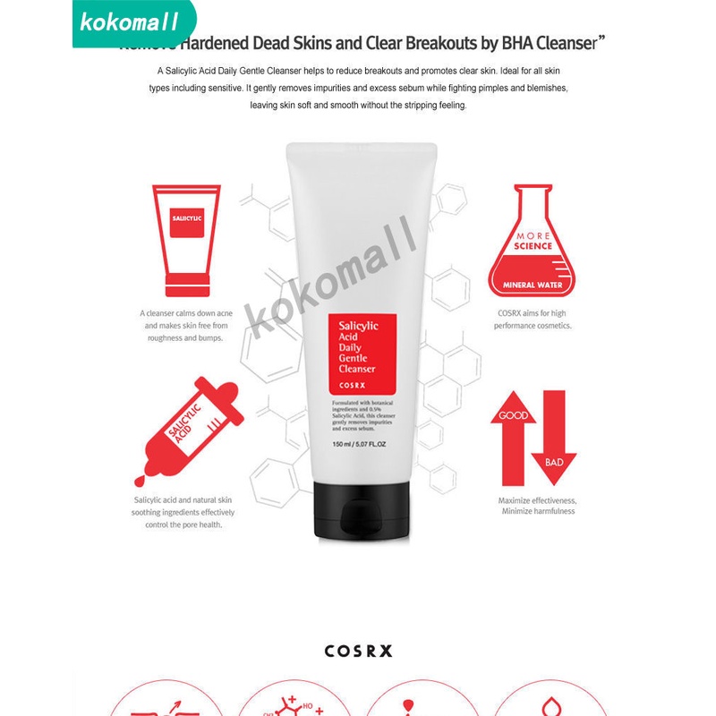 Sữa Rửa Mặt Dạng Gel Chứa Axit Salicylic Giúp Tẩy Tế Bào Chết Nhẹ Nhàng COSRX