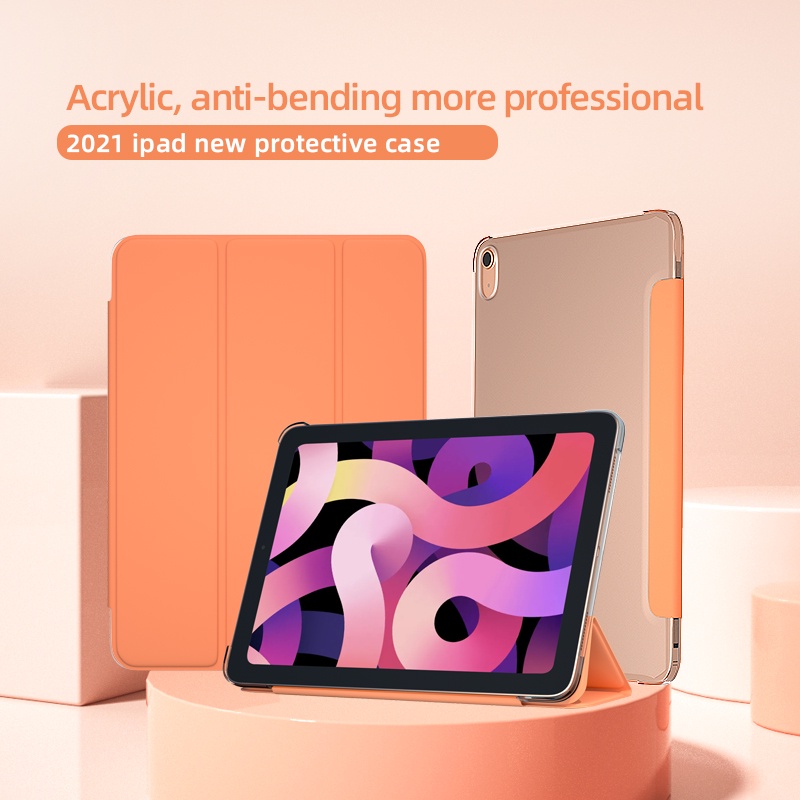 Ốp Máy Tính Bảng Da PU Trong Suốt Nắp Gập Ba Khúc Thông Minh Có Thể Làm Giá Đỡ Cho Ipad Mini 6 Mini5 4 3 2 1