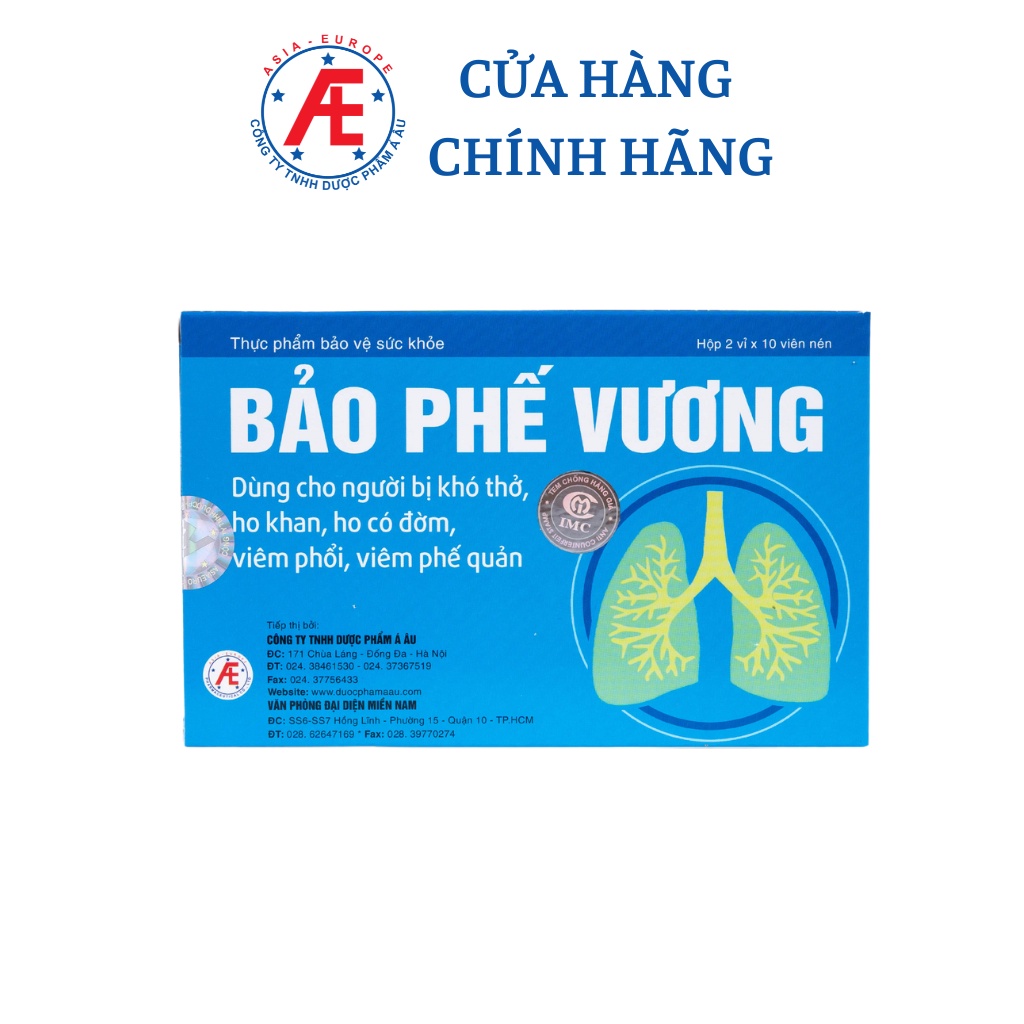 Bảo Phế Vương hộp 20 viên Hỗ trợ bổ phế phòng ngừa viêm phế quản, giảm viêm giảm đờm DƯỢC PHẨM Á ÂU