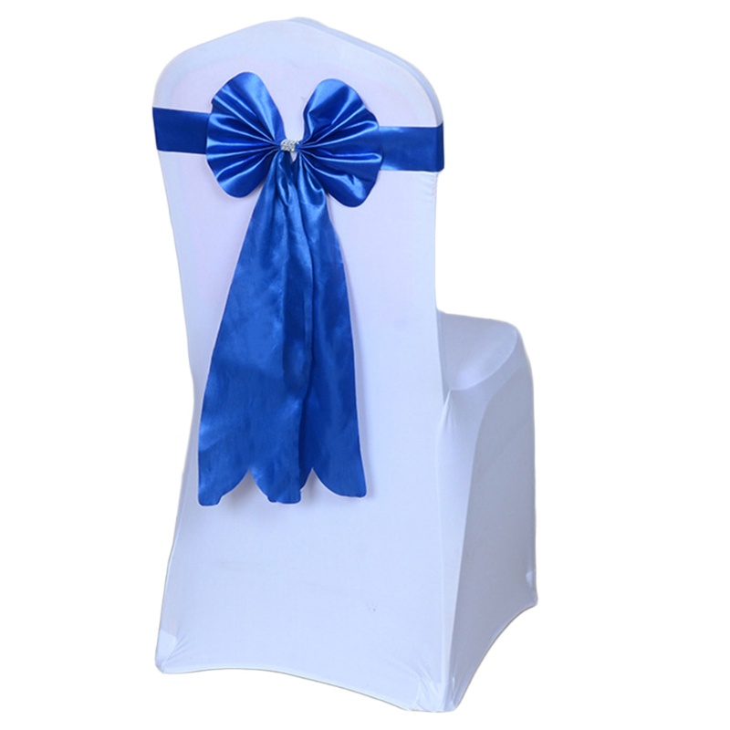 Dây Ruy Băng Thắt Nơ Đuôi Dài Bằng Satin Đính Đá Trang Trí Ghế Ngồi Tiệc Cưới
