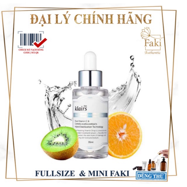 Tinh Chất làm sáng da, giảm thâm Vitamin C dành da nhạy cảm Klairs Freshly Juiced Vitamin Drop - Serum Klairs 30ml