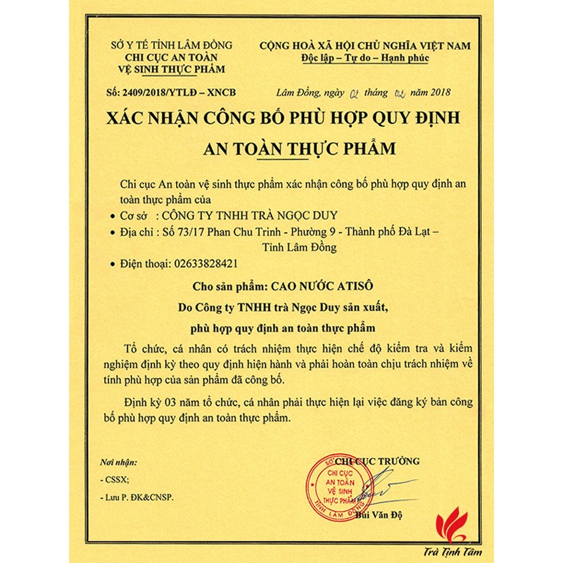  Cao nước Atiso Ngọc Duy, Hộp 10 ống hỗ trợ thanh nhiệt giải độc, Đặc sản Đà Lạt làm quà