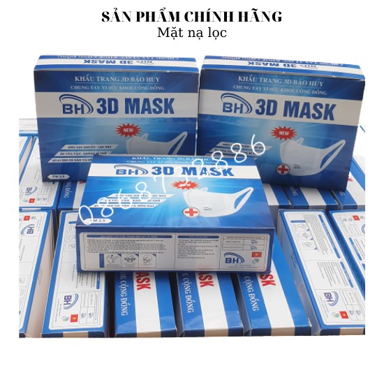 Thùng Khẩu Trang 3D Mask Bảo Huy Công Nghệ Dập Nhật Bản ( Thùng 50 Hộp)