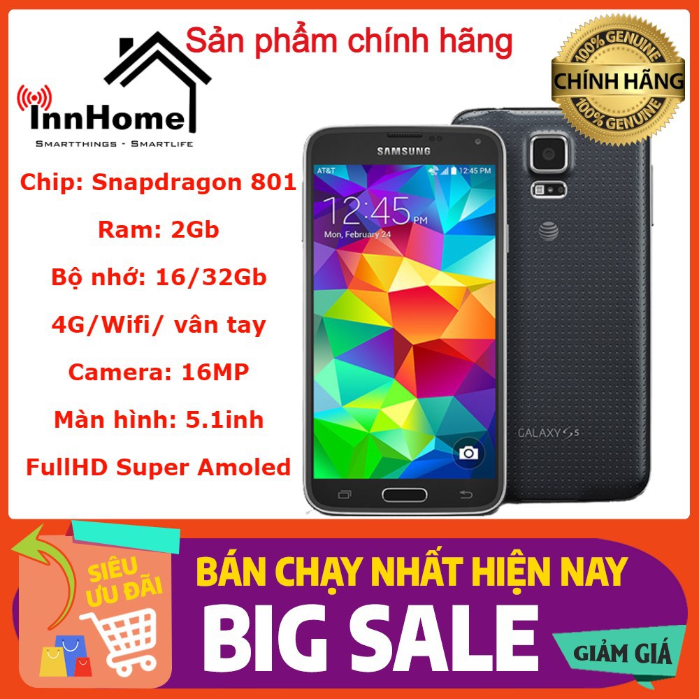 Điện thoại Samsung S5 chính hãng giá rẻ dưới 1 triệu chơi game mượt, chụp ảnh đẹp, màn hình đẹp, có 4G, màn hình Amoled