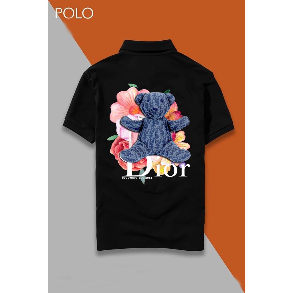 Áo thun Polo Hình Gấu DlOR - Vải Cao Cấp Bigsize