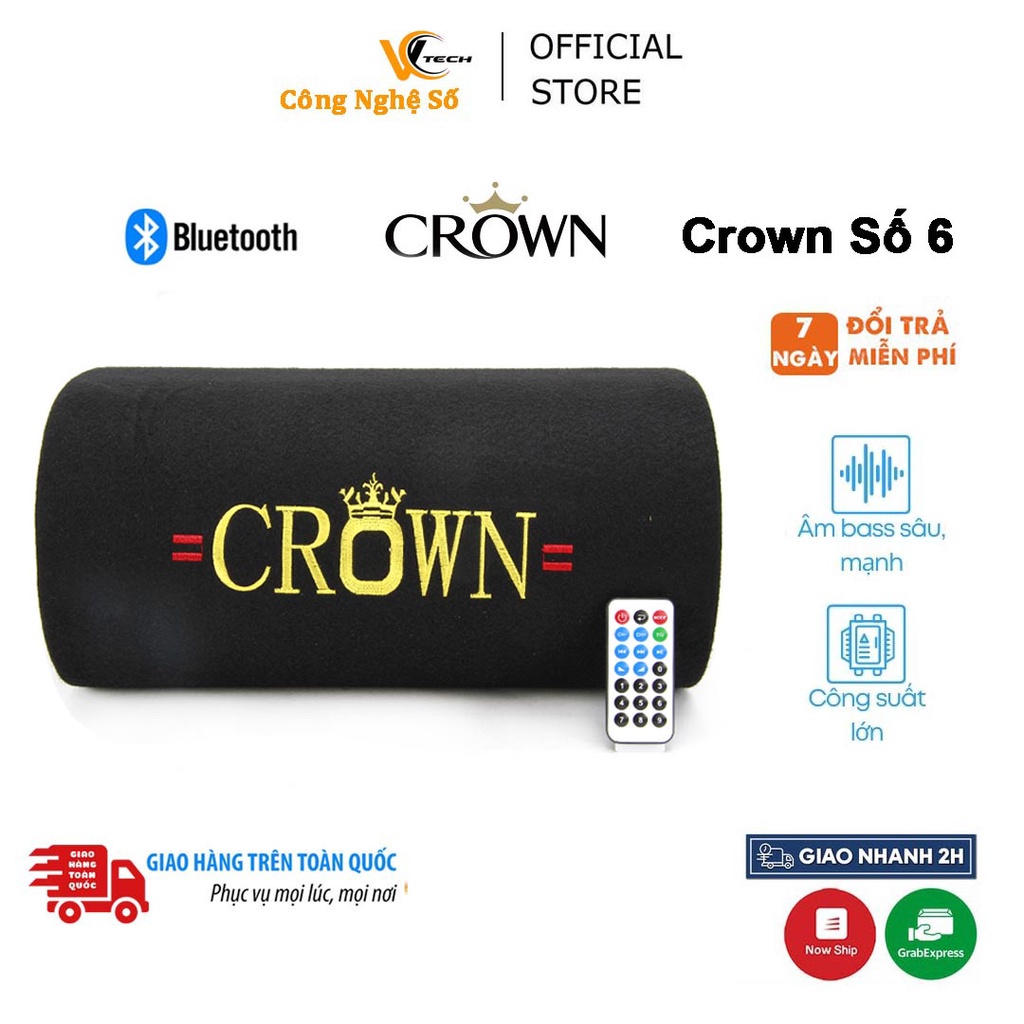 Loa Kết Nối Bluetooth Crown Số 6 ⚜️ NHẠC Bass CỰC CĂNG ⚜️ Hỗ trợ kết nối USB, Thẻ nhớ, bảo hành 6 tháng