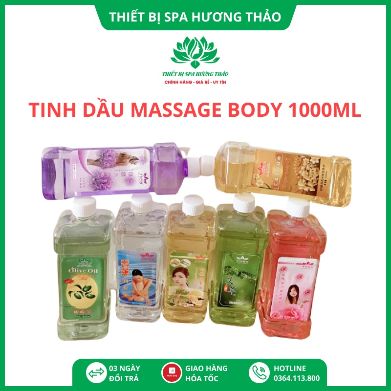 Tinh dầu Massage Body 1000ml (Gừng, Ngải, Lavender, Hoa hồng, Oliu, Xả Chanh)