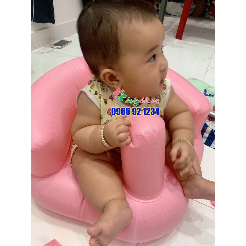 Ghế hơi tập ngồi cho bé chống lật, ghế phao tập ngồi cho bé từ 6 tháng tuổi, hình vịt vàng, xanh cốm, hồng