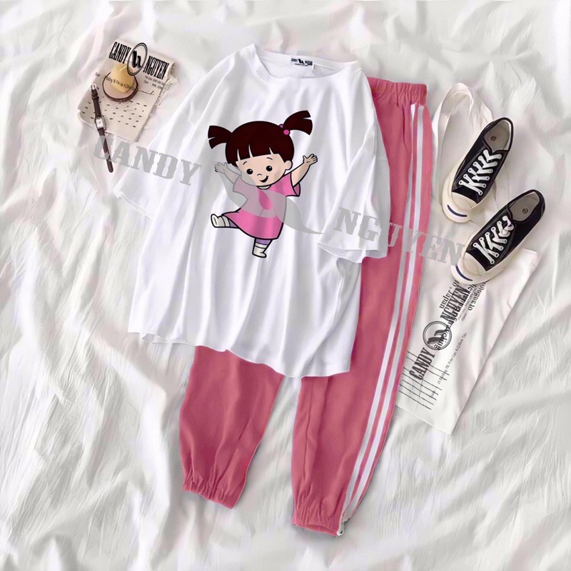 Sét áo đủ hình +quần bo gấu hồng