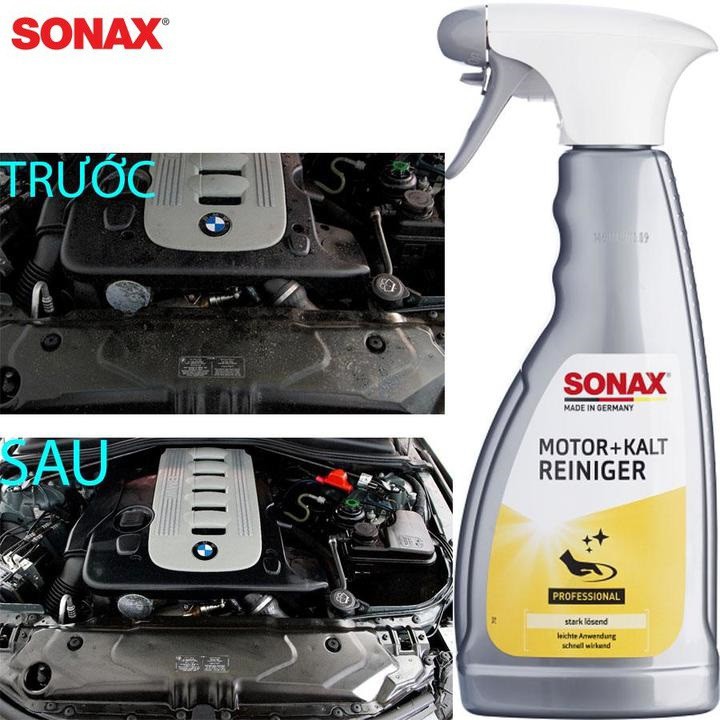 Dung dịch tẩy rửa, vệ sinh khoang máy ô tô, xe hơi cao cấp thương hiệu Đức - Sonax Engine cold cleaner: Mã 543200